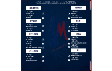 CALENDRIER ÉQUIPE B SÉNIOR SAISON 2023/2024