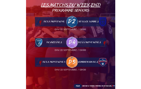 MATCHS DU WEEK-END DU 21-22/09