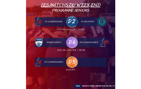 MATCHS DU WEEK-END DU 25-26/01