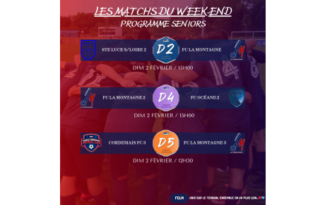 MATCHS DU WEEK-END DU 01-02/02