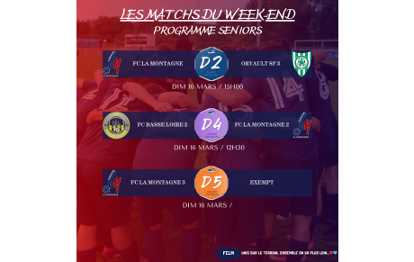 MATCHS DU WEEK-END DU 15-16/03