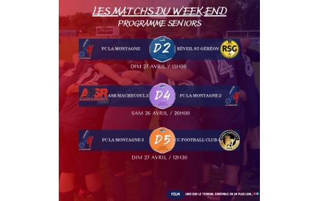 MATCHS DU WEEK-END DU 26-27/04