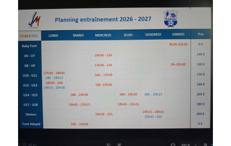 INFORMATIONS SAISON SPORTIVE 2026-2027